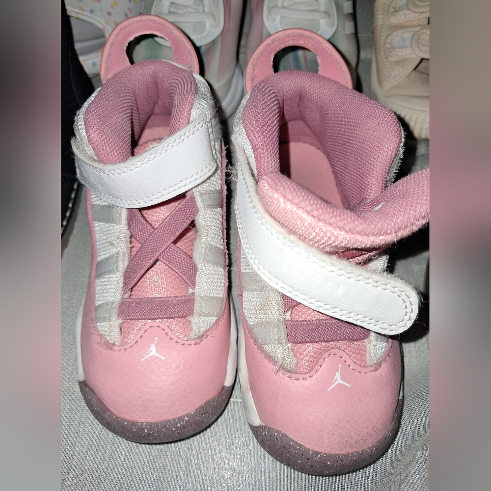 Jordan Kids Pink and White Sneakers
